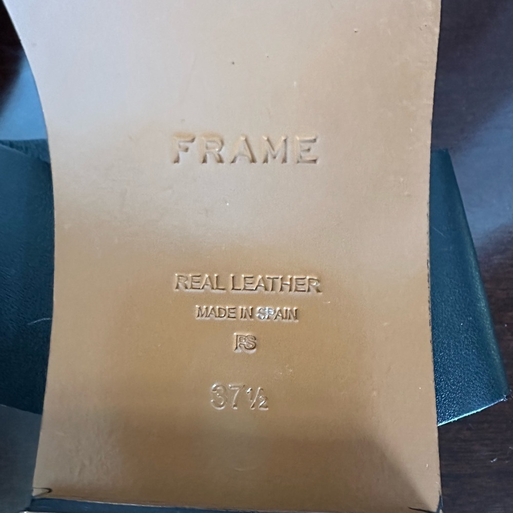 Frame Denim Black and Gold Sandals with Square Toe - Picture 3 of 5
